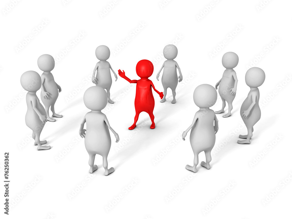 white 3d business team group with red leader boss white 3d business team group with red leader boss