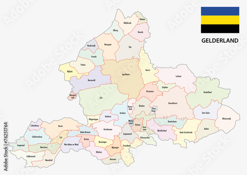 province gelderland map with flag
