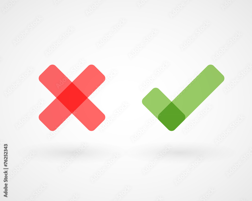 Wrong and right check mark icons Wrong and right check mark icons