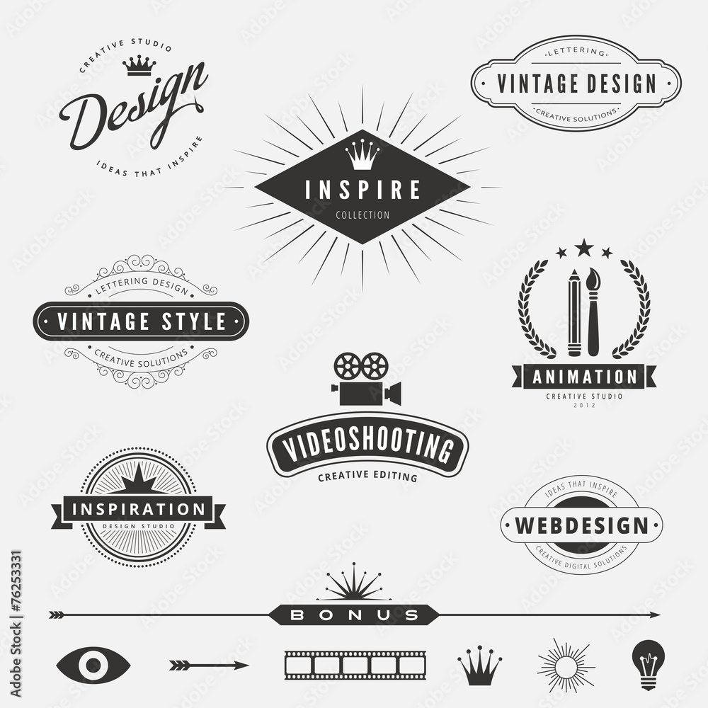 Retro Vintage Labels Logo design vector lettering inspiration Stock Vector  | Adobe Stock
