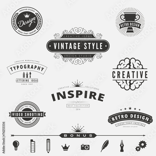 Retro Vintage Labels Logo design vector typography