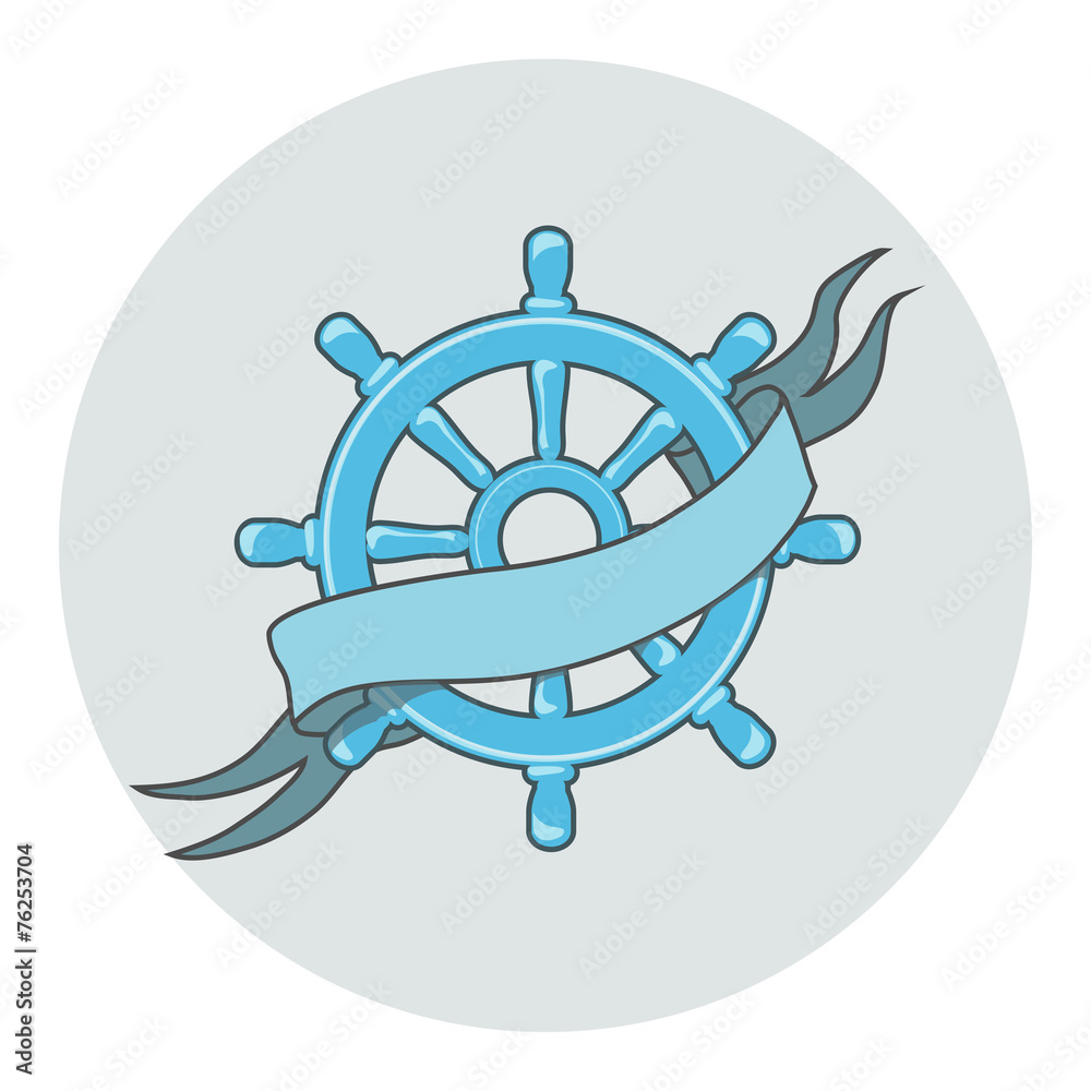Ship Wheel Banner isolated whith ribbon Ship Wheel Banner isolated whith ribbon
