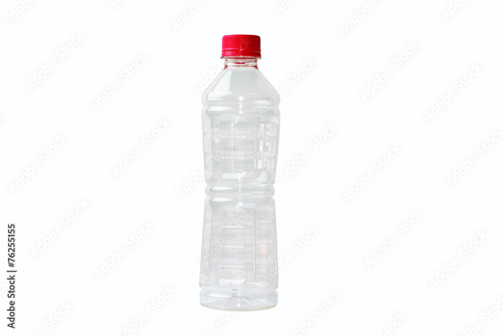 Plastic bottle with red cap Plastic bottle with red cap