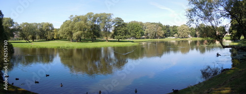 Panoramic landscape with pond