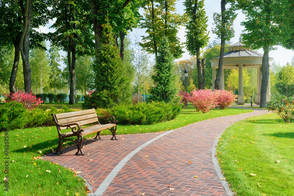 Beautiful Park With Bench Stock Adobe Stock Beautiful Park With Bench Stock Adobe Stock