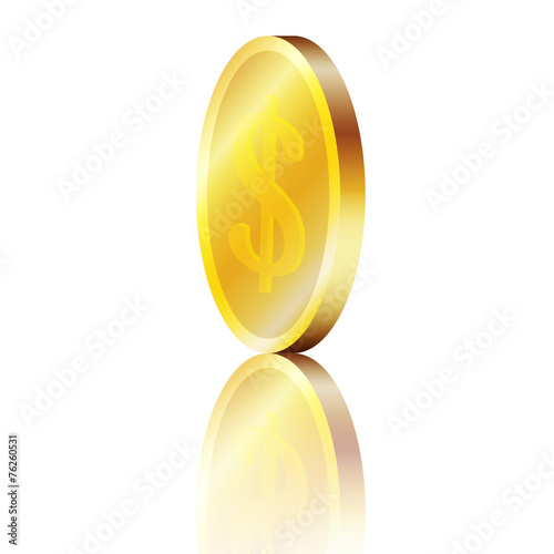 Moneta d'oro con riflesso