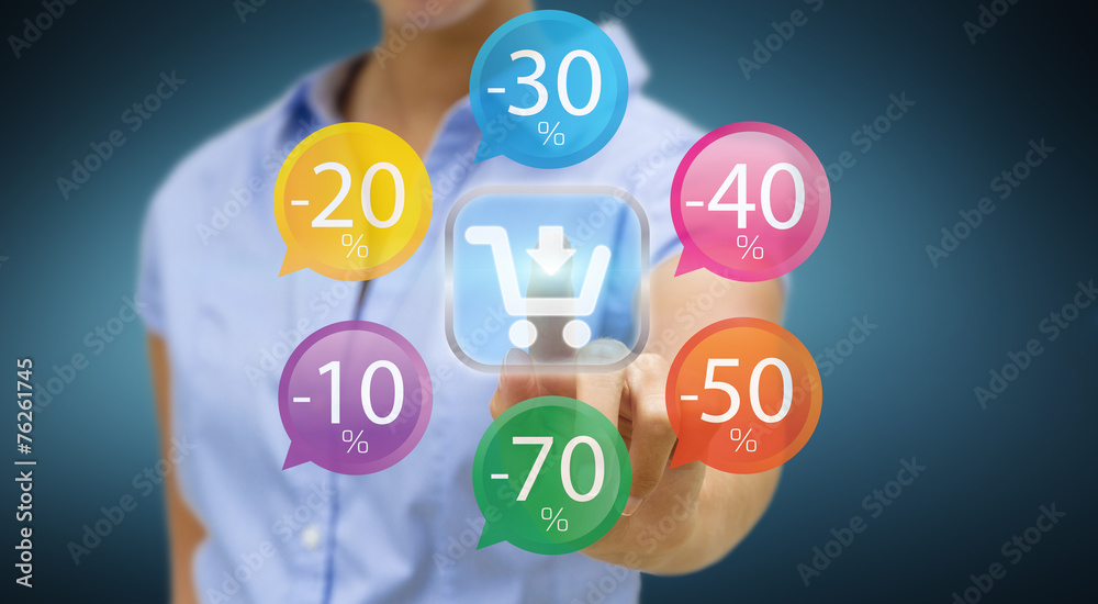 Fototapeta premium Woman shopping online