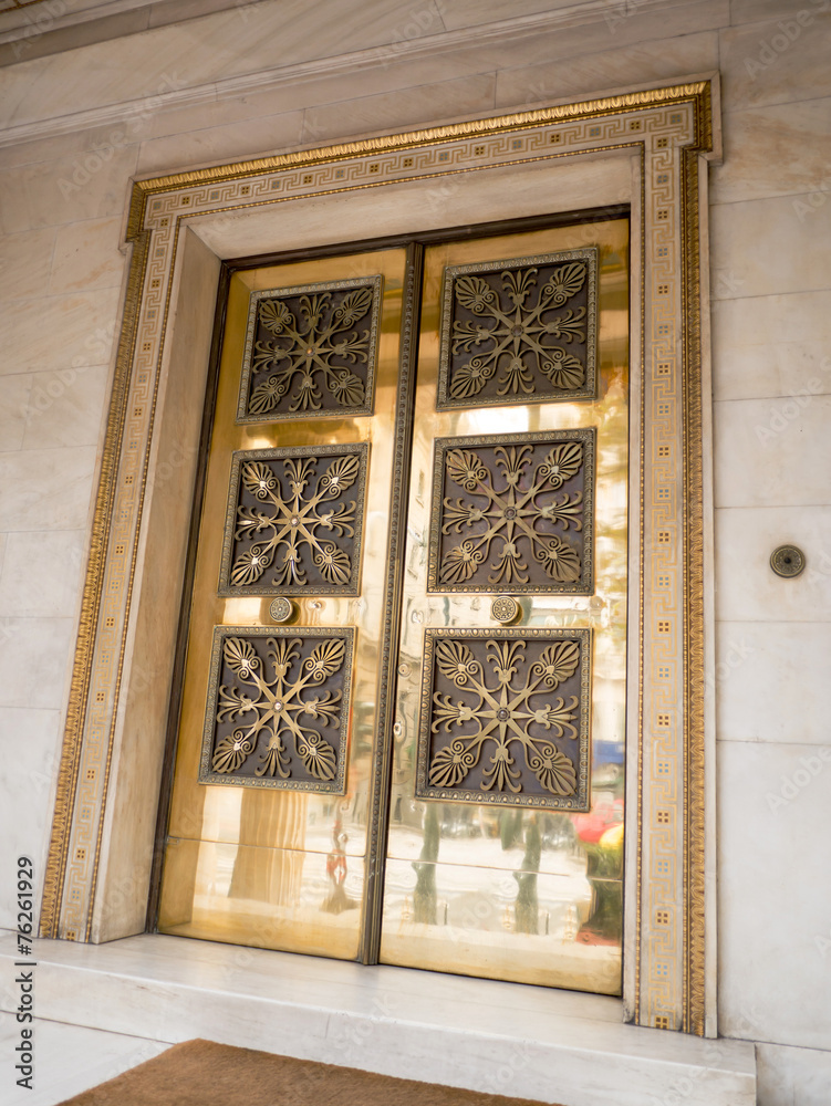 gold door with pattern in Athens