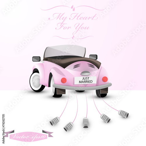 just married car vector,married design
