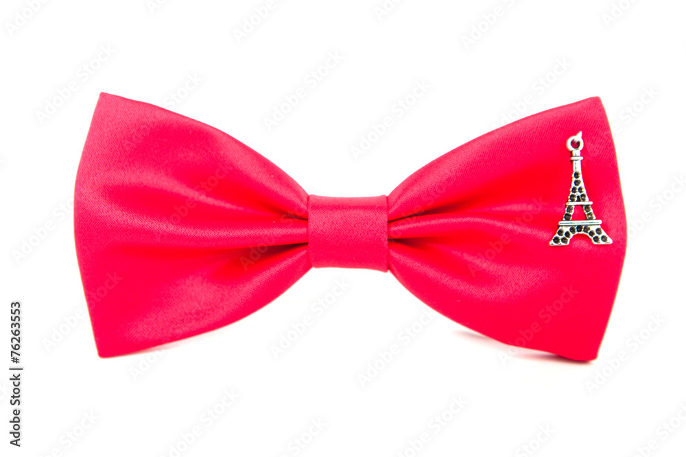 Red bow tie with the figure of the Eiffel Tower accessory for fa