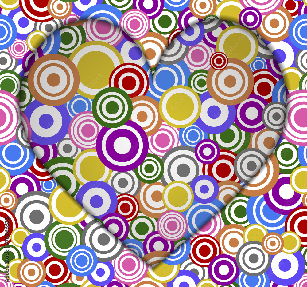 heart on colored circles