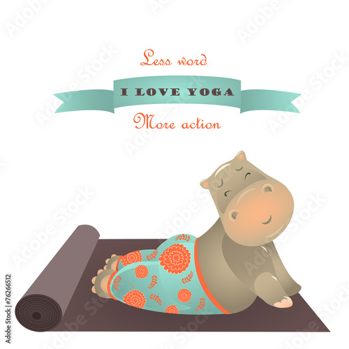 Cute animal illustration of yoga pose