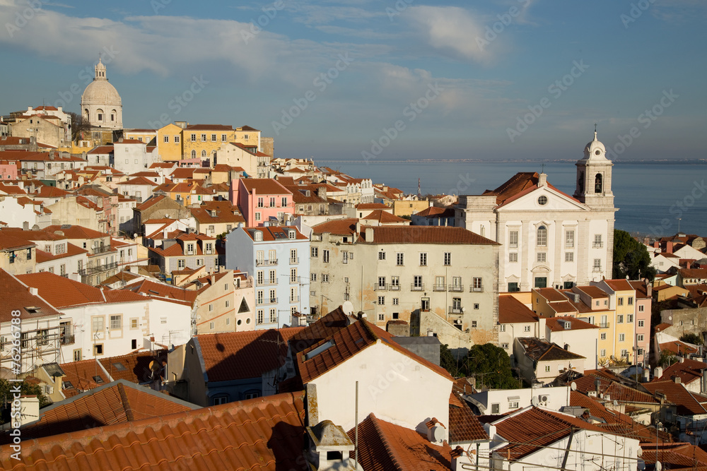 View from Alfama, Lisbon, Portugal.