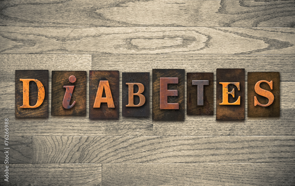 Naklejka premium Diabetes Wooden Letterpress Concept