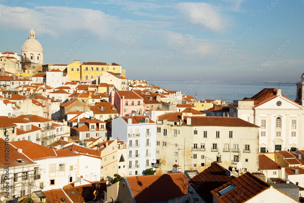 view from Alfama, Lisbon, Portugal.