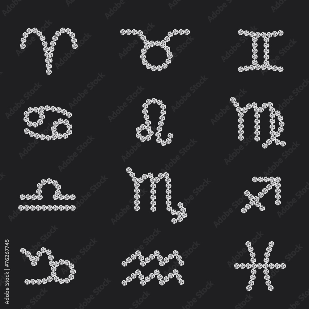 Set of Symbol Zodiac Sign Diamond. Vector Illustration. Set of Symbol Zodiac Sign Diamond. Vector Illustration.