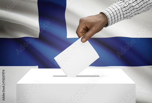 Ballot box with national flag on background - Finland