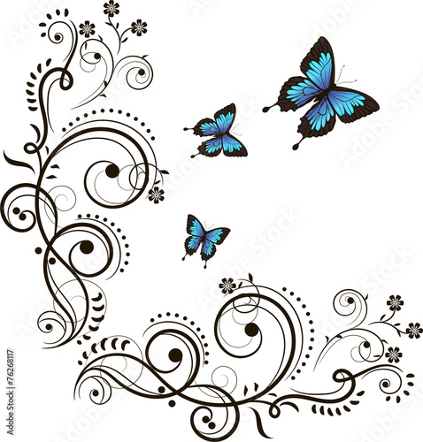 Butterfly and floral ornament