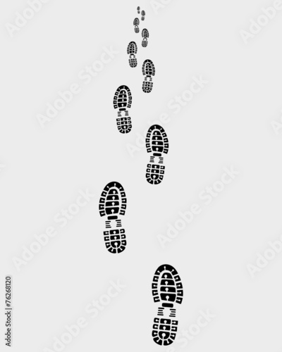 Trail of prints of shoes, vector illustration
