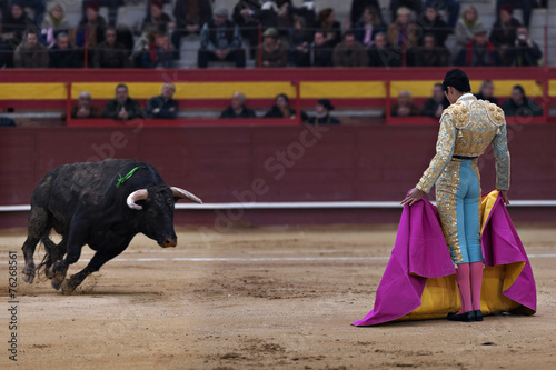 Bullfighter in a bullring photo