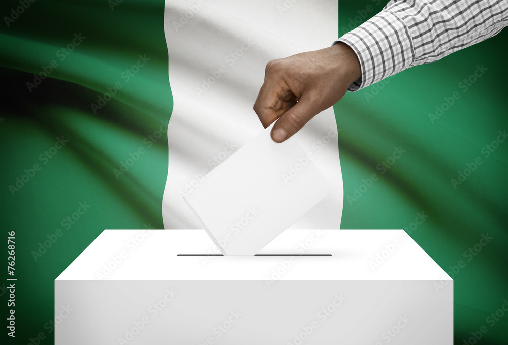 Ballot box with national flag on background - Nigeria