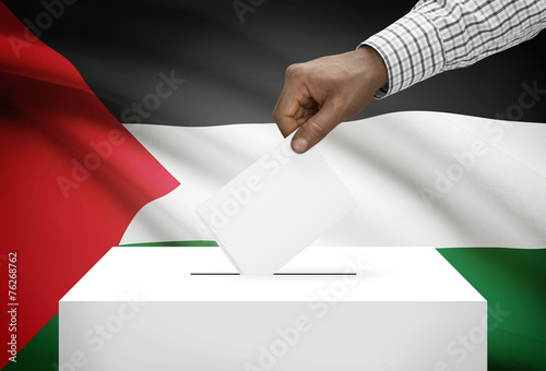 Ballot box with national flag on background - State of Palestine