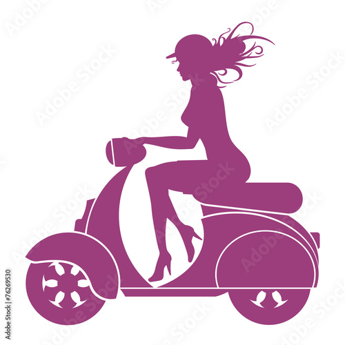 Girl Scooter - vector logo © emiliodesign