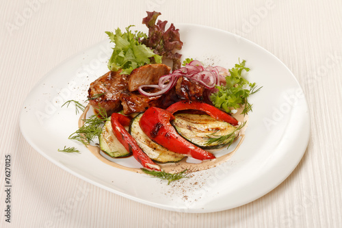 meat with grilled vegetables
