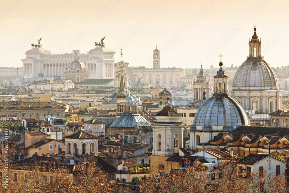 Naklejka premium Panorama starego miasta w Rzymie, Włochy