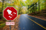 Stop Texting Icon Sign - Fall Country Road
