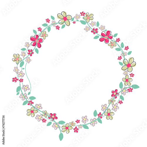 Elegant summer flowers round frame background