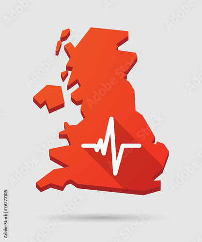UK map icon with a heart beat sign
