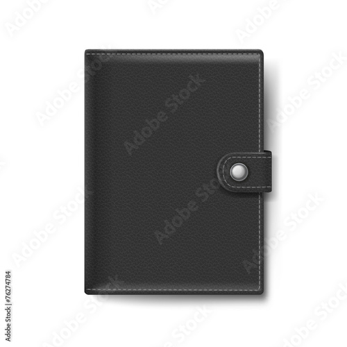 Black Leather Wallet Isolated on White Background