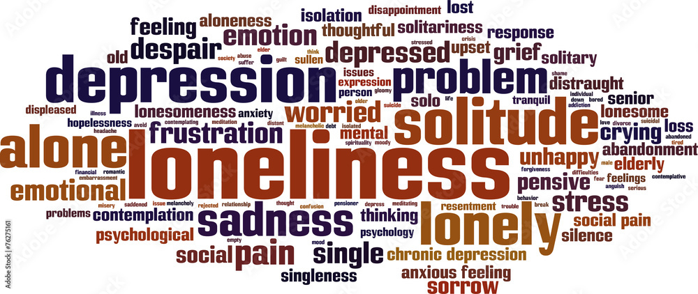 Loneliness word cloud concept. Vector illustration