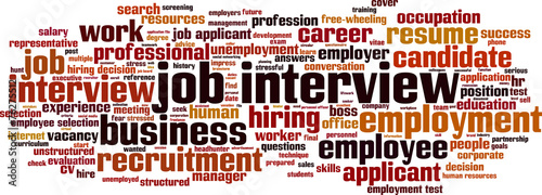 Job interview word cloud concept. Vector illustration