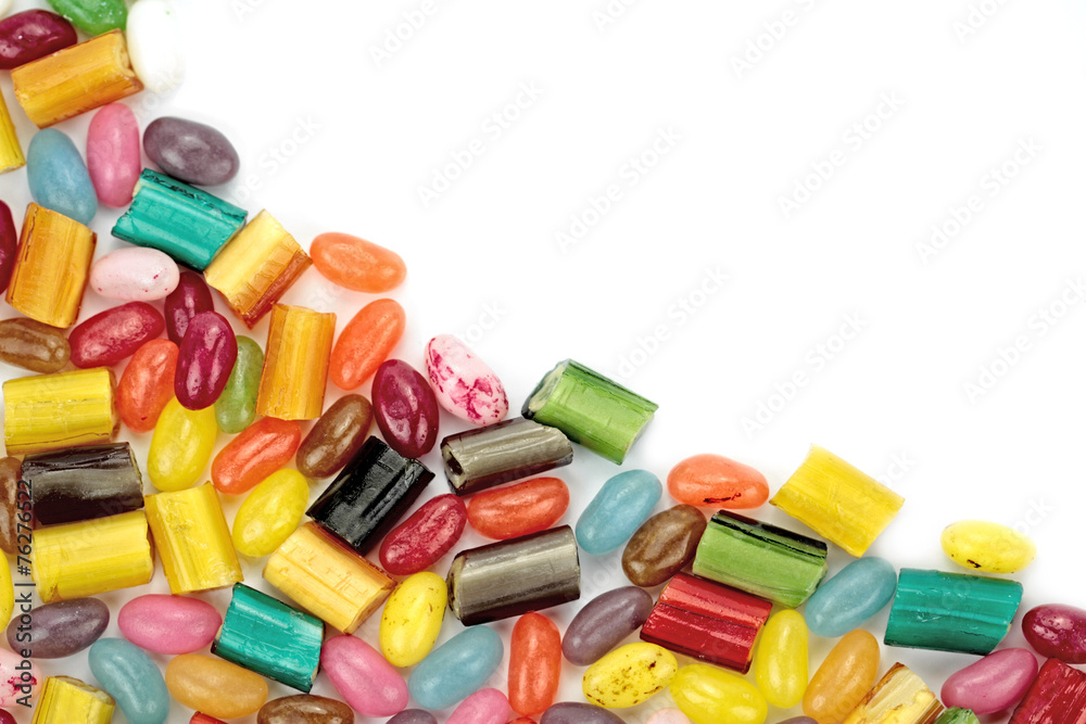 Colorful candies on white background Colorful candies on white background