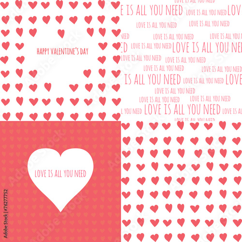 Set of Valentine's day seamless patterns with hearts