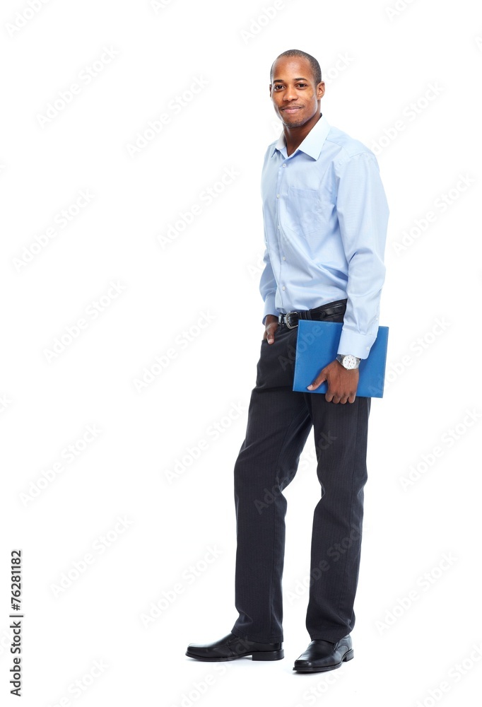 African American businessman with folder. African American businessman with folder.
