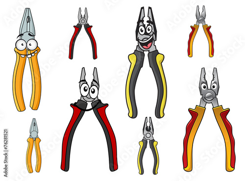 Cartooned funny pliers with colorful handles
