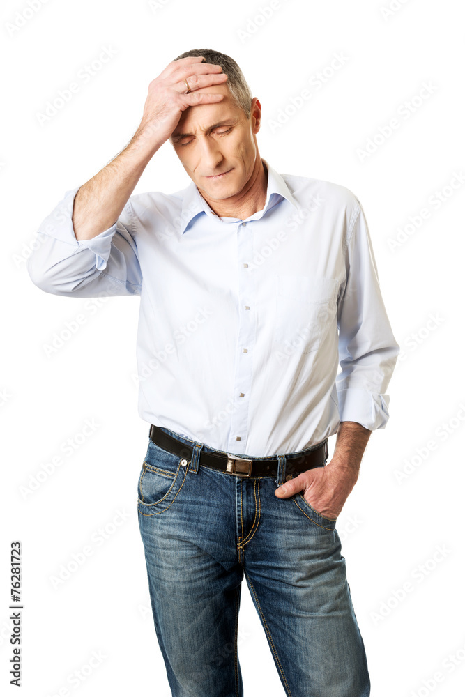 Fototapeta premium Mature man with huge headache