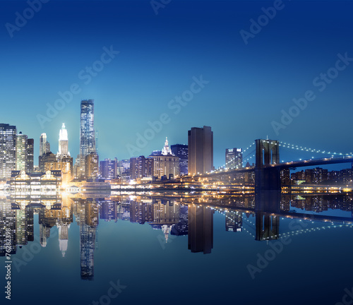 New York City Lights Scenic Bridge View Concept