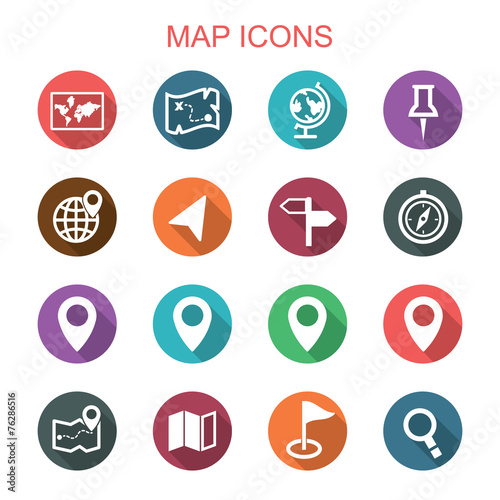 map long shadow icons