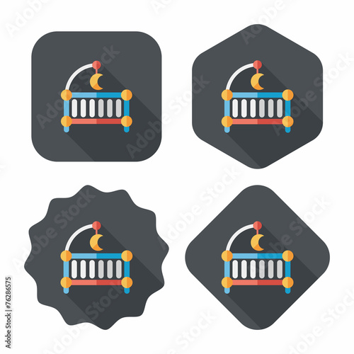 baby cradle bed flat icon with long shadow,eps10