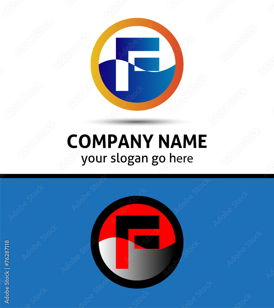 Fototapeta premium Letter F logo icon design template elements. Vector round sign