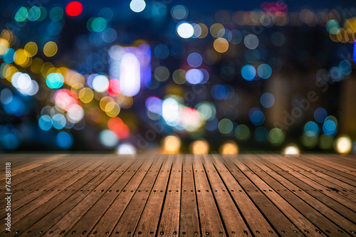 Fototapeta Naklejka Na Ścianę i Meble -  Blurred city lights and office buildings