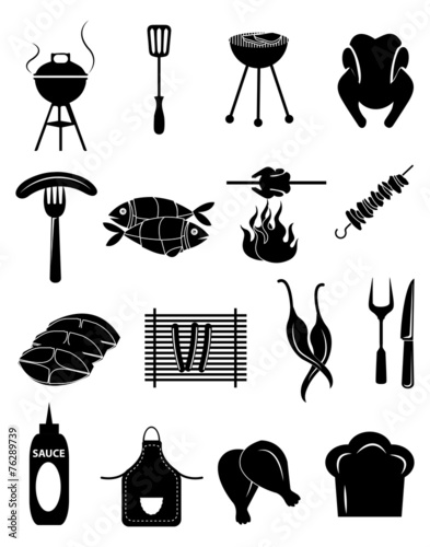barbecue icons set