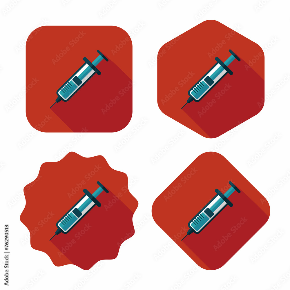 syringe flat icon with long shadow syringe flat icon with long shadow
