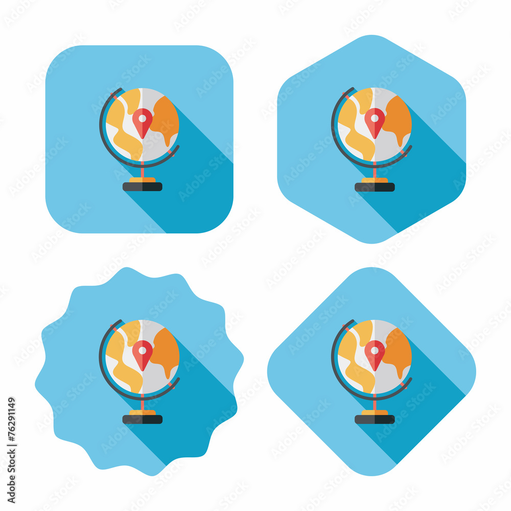 globe icon, flat icon with long shadow globe icon, flat icon with long shadow