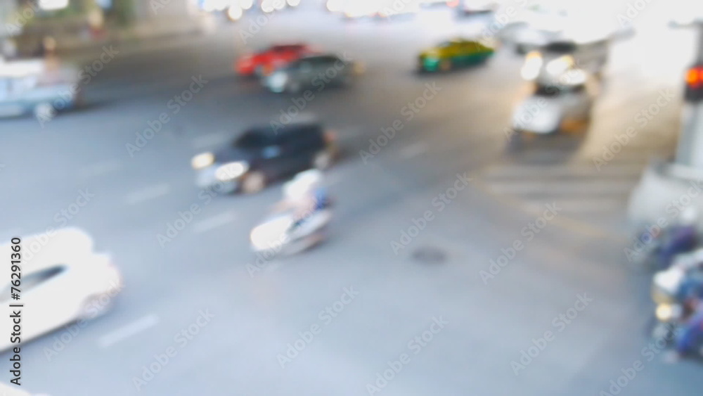Speed video of de focus traffic at Bangkok, thailand