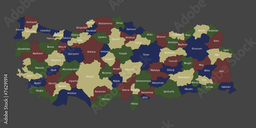 Highly detailed political Turkey map